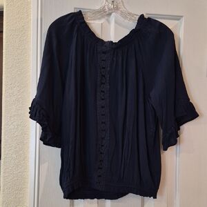 Rayon Navy Women's Blouse LRG Jr